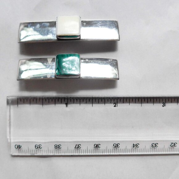 Set of two Sterling Silver Native American pins with stone inlay - Picture 11 of 12